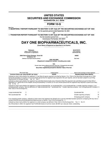 Thumbnail Day One Biopharmaceuticals 10-Q Quarterly Report FY2022 