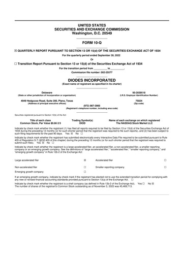 Miniature Diodes Incorporated 10-Q Rapport trimestriel 2022 