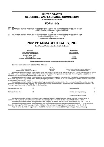 Vorschaubild PMV Pharmaceuticals 10-Q Quartalsbericht  