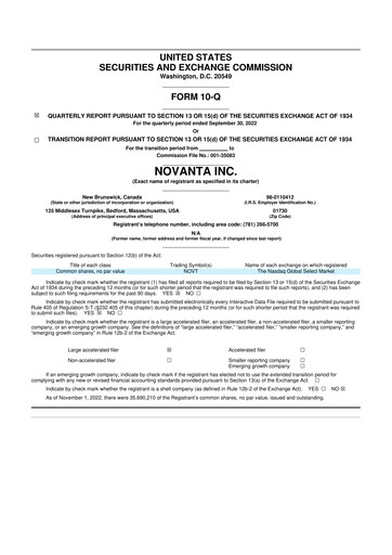 Miniature Novanta 10-Q Rapport trimestriel 2022 
