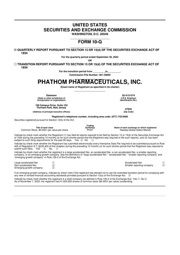 Thumbnail Phathom Pharmaceuticals
 10-Q Quarterly Report FY 