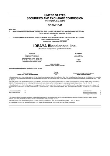Thumbnail IDEAYA Biosciences 10-Q Quarterly Report FY 