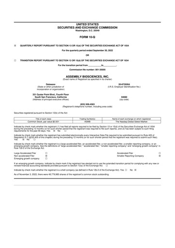 Thumbnail Assembly Biosciences 10-Q Quarterly Report FY2022 