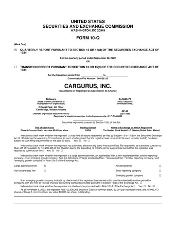 Thumbnail CarGurus 10-Q Quarterly Report FY 