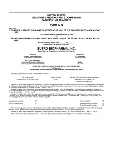 Thumbnail Sutro Biopharma 10-Q Quarterly Report FY 