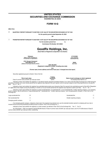 Thumbnail GoodRx 10-Q Quarterly Report FY2022 