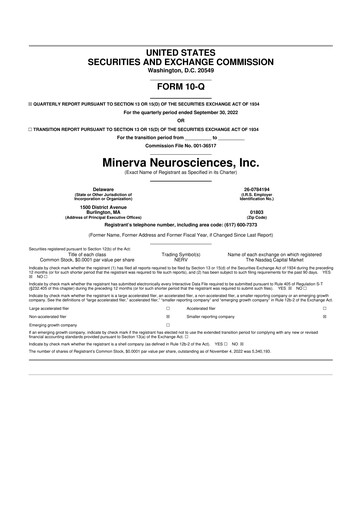 Thumbnail Minerva Neurosciences
 10-Q Quarterly Report FY 