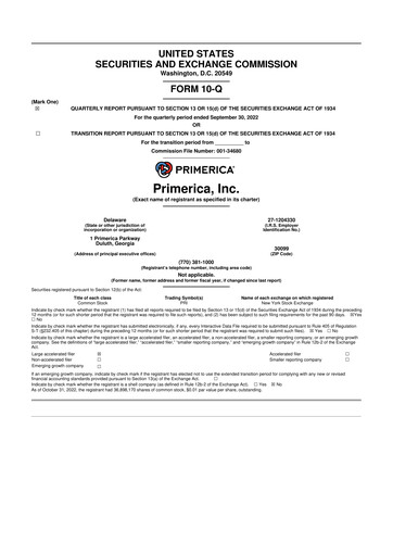 Thumbnail Primerica
 10-Q Quarterly Report FY2022 