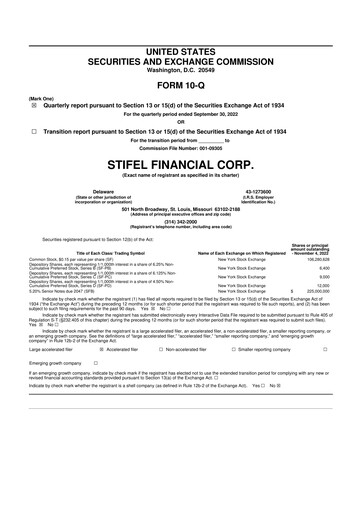 Thumbnail Stifel
 10-Q Quarterly Report FY2022 