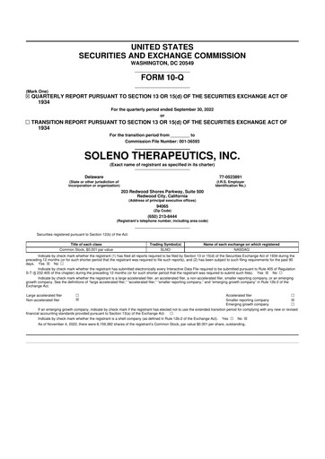 Miniature Soleno Therapeutics 10-Q Rapport trimestriel 2022 