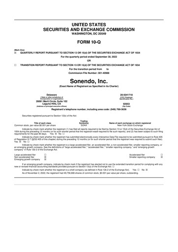 Thumbnail Sonendo 10-Q Quarterly Report FY2022 