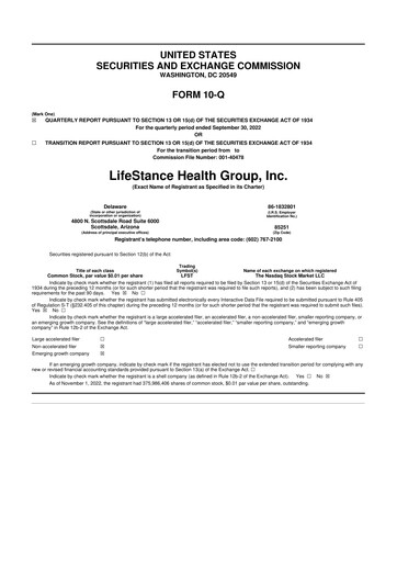 Thumbnail LifeStance Health Group 10-Q Quarterly Report FY2022 