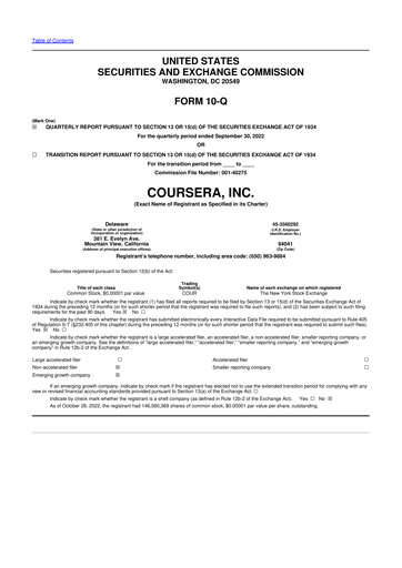 Thumbnail Coursera 10-Q Quarterly Report FY2022 