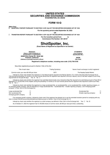 Thumbnail SoundThinking 
 (ShotSpotter) 10-Q Quarterly Report FY2022 