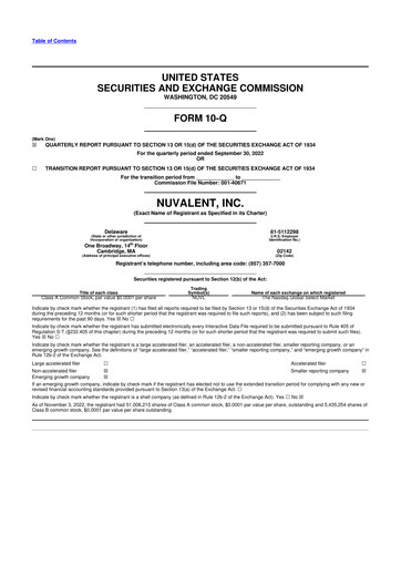Thumbnail Nuvalent 10-Q Quarterly Report FY2022 