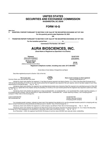 Thumbnail Aura Biosciences 10-Q Quarterly Report FY 