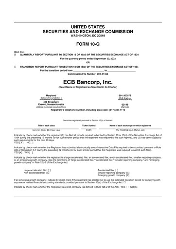 Thumbnail ECB Bancorp 10-Q Quarterly Report FY2022 