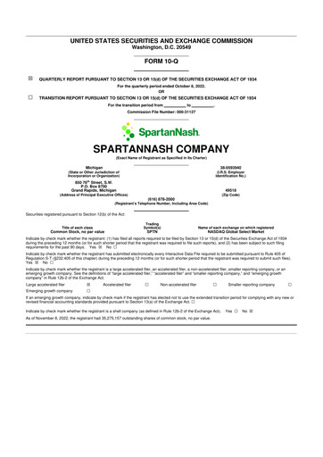 Miniature SpartanNash
 10-Q Rapport trimestriel 2022 