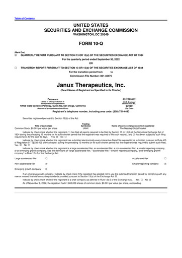 Vorschaubild Janux Therapeutics 10-Q Quartalsbericht  