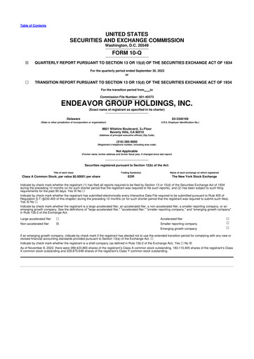 Thumbnail Endeavor Group 10-Q Quarterly Report FY2022 