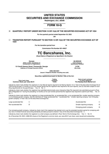 Thumbnail TC Bancshares 10-Q Quarterly Report FY2022 