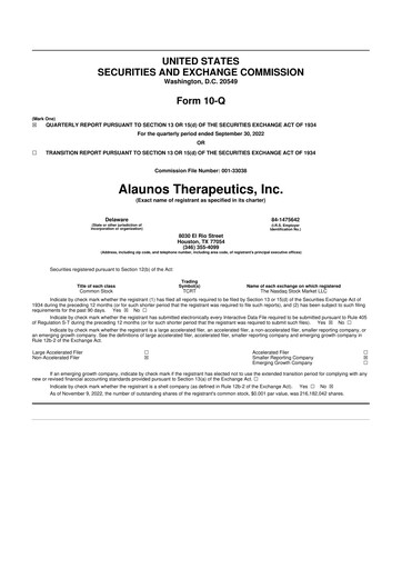 Thumbnail Alaunos Therapeutics 10-Q Quarterly Report FY2022 