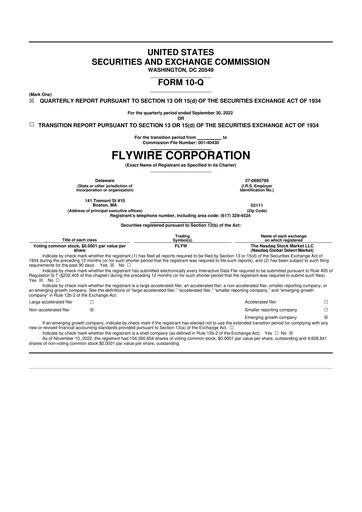 Thumbnail Flywire 10-Q Quarterly Report FY2022 