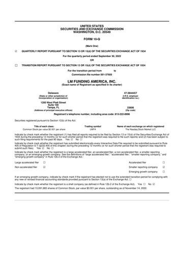 Thumbnail LM Funding America 10-Q Quarterly Report FY2022 