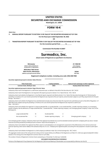 Thumbnail SurModics 10-K Annual Report 2022