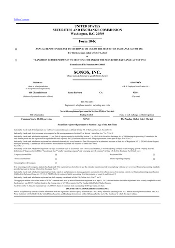 Thumbnail Sonos
 10-K Annual Report 2022