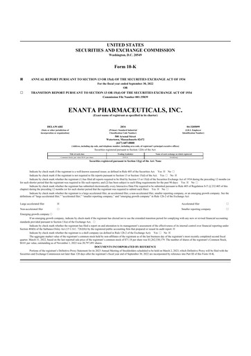 Thumbnail Enanta Pharmaceuticals
 10-K Annual Report 2022