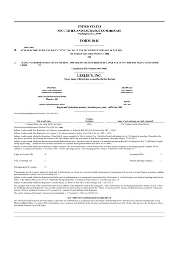 Thumbnail Leslie's 10-K Annual Report 2022