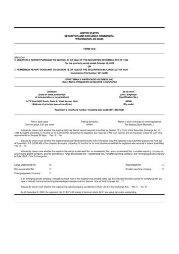 Thumbnail Sportsman's Warehouse 10-Q Quarterly Report FY2022 