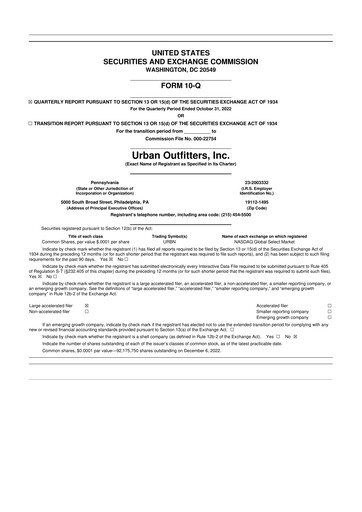 Thumbnail Urban Outfitters
 10-Q Quarterly Report FY2023 