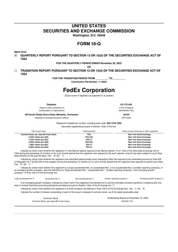 Thumbnail FedEx 10-Q Quarterly Report FY2023 