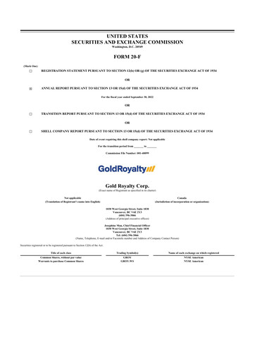 Thumbnail Gold Royalty Corp 20-F Annual Report 2022