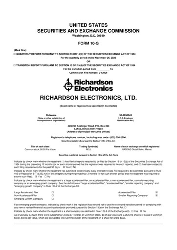 Thumbnail Richardson Electronics 10-Q Quarterly Report FY2023 