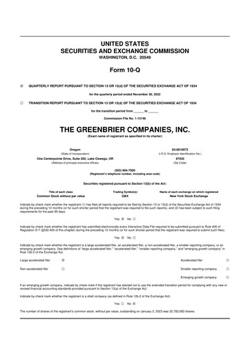 Thumbnail The Greenbrier Companies
 10-Q Quarterly Report FY2023 
