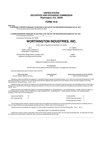 Miniature Worthington Enterprises 10-Q Rapport trimestriel 2022 