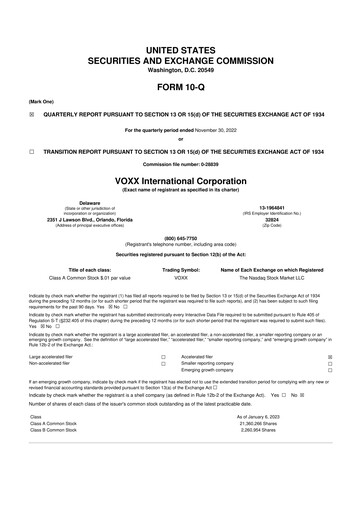 Thumbnail Voxx International
 10-Q Quarterly Report FY2023 