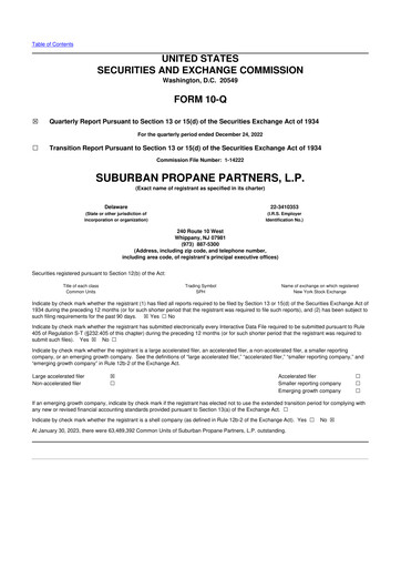 Thumbnail Suburban Propane Partners 10-Q Quarterly Report FY2022 