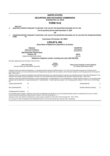 Thumbnail Leslie's 10-Q Quarterly Report FY2022 