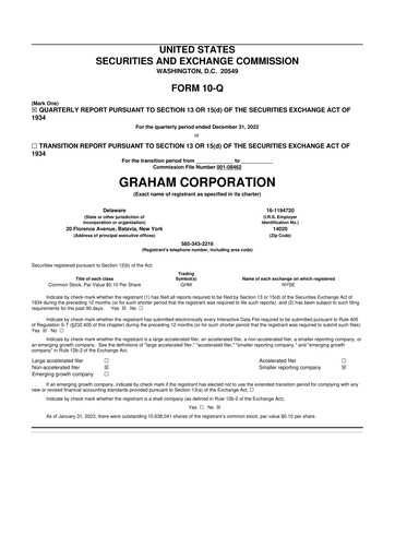 Thumbnail Graham Corporation
 10-Q Quarterly Report FY 