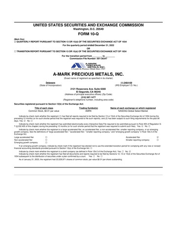 Thumbnail A-Mark Precious Metals 10-Q Quarterly Report FY2023 