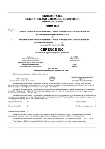 Thumbnail Cerence 10-Q Quarterly Report FY2023 
