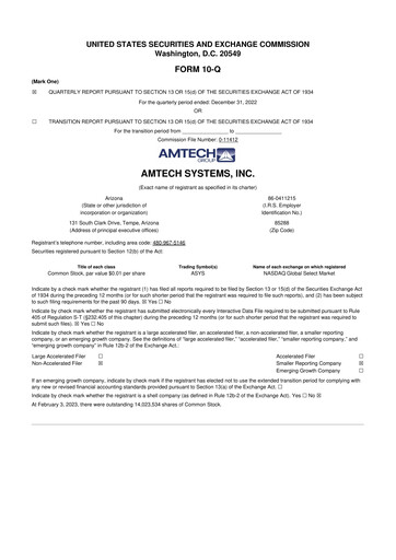 Vorschaubild Amtech Systems 10-Q Quartalsbericht 2023 