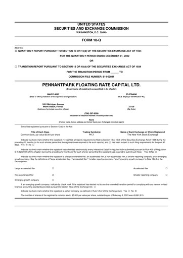 Thumbnail PennantPark Floating Rate Capital Ltd.
 10-Q Quarterly Report FY2023 