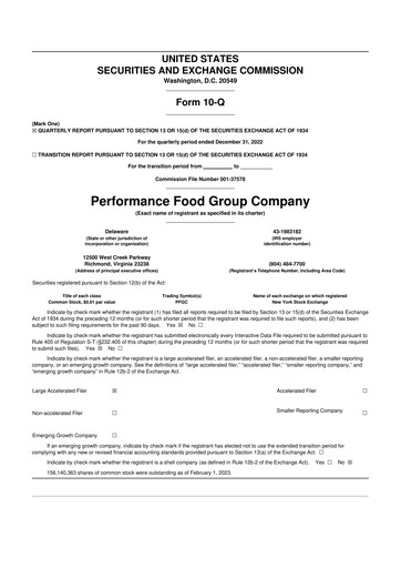 Vorschaubild Performance Food Group 10-Q Quartalsbericht 2022 