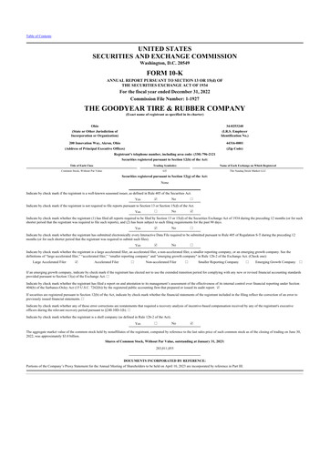 Thumbnail Goodyear 10-K Annual Report 2022