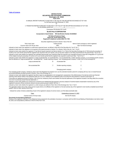 Thumbnail Black Hills 10-K Annual Report 2022